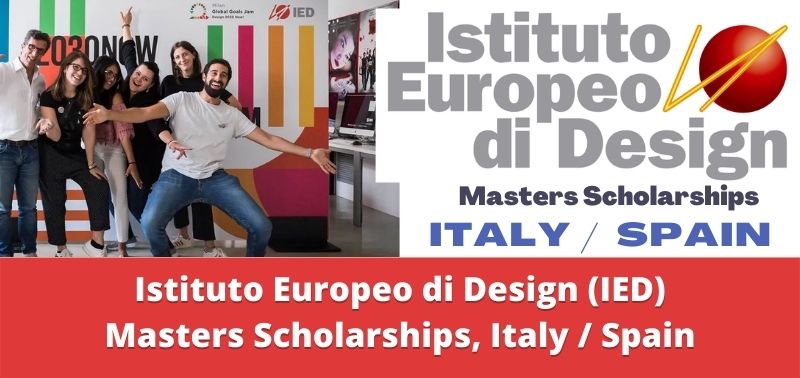 Istituto Europeo di Design (IED) Masters Scholarships, Italy or Spain