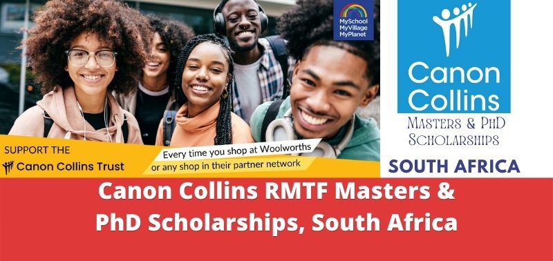 Canon Collins RMTF Masters & PhD Scholarships, South Africa